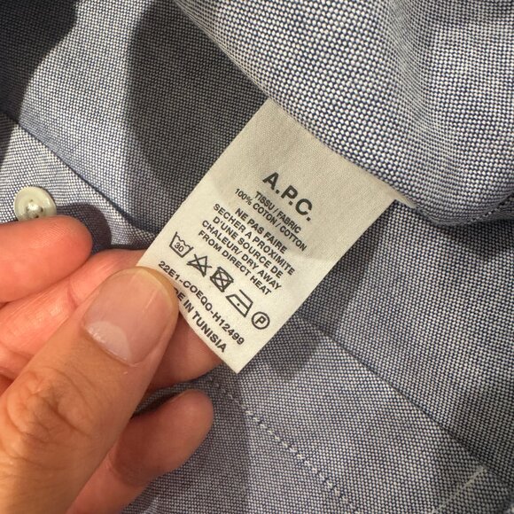 A.P.C. APC Greg Logo Button Down Oxford Shirt - Picture 8 of 8